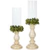 Christmas Holly Resin Candleholders Antique Ivory Set of Two Set of 2 view 1