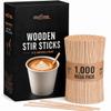 1000 Wooden Coffee Stirrer by Prestee - Disposable 5.5 inches Long Wooden Stir Sticks for Coffee and Cocktails - Smooth, Splinter-Free Beverage Mixers - Ideal for Cafe, Bars and Drink Stations view 1