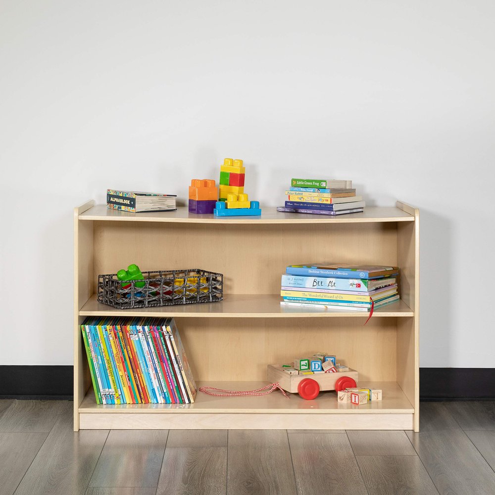 EMMA + OLIVER Wooden 2 Section School Classroom Storage Cabinet for Commercial or Home Use