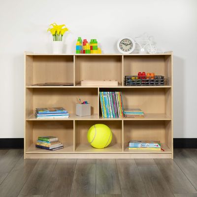 EMMA + OLIVER Wooden 8 Section School Classroom Storage Cabinet for Commercial or Home Use