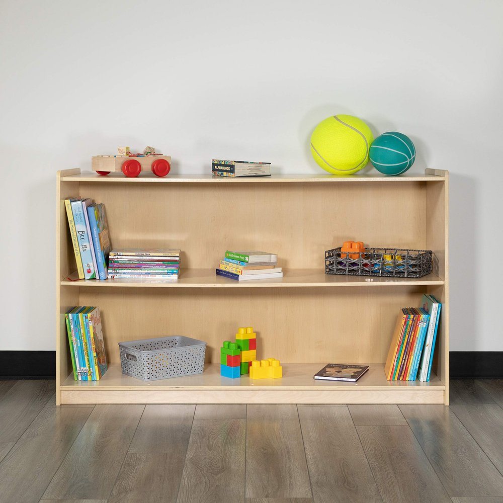 EMMA + OLIVER Wooden 2 Section School Classroom Storage Cabinet for Commercial or Home Use