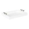 Kate and Laurel Lipton Modern Rectangular Tray, 16.5 x 12.25, White and Silver, Decorative Accent Tray for Storage and Display view 1
