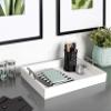 Kate and Laurel Lipton Modern Rectangular Tray, 16.5 x 12.25, White and Silver, Decorative Accent Tray for Storage and Display view 2