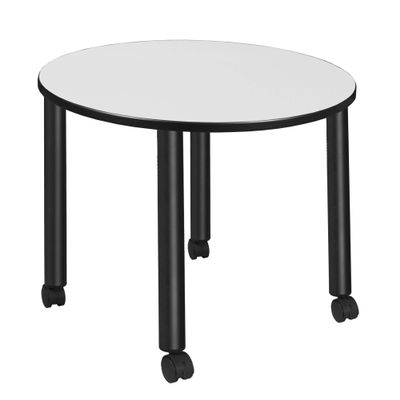 Regency Kee Round Mobile Breakroom Tables, Medium, White/Black