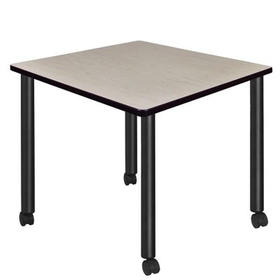 Romig Kee 42" Square Mobile Breakroom Table- Maple/Black