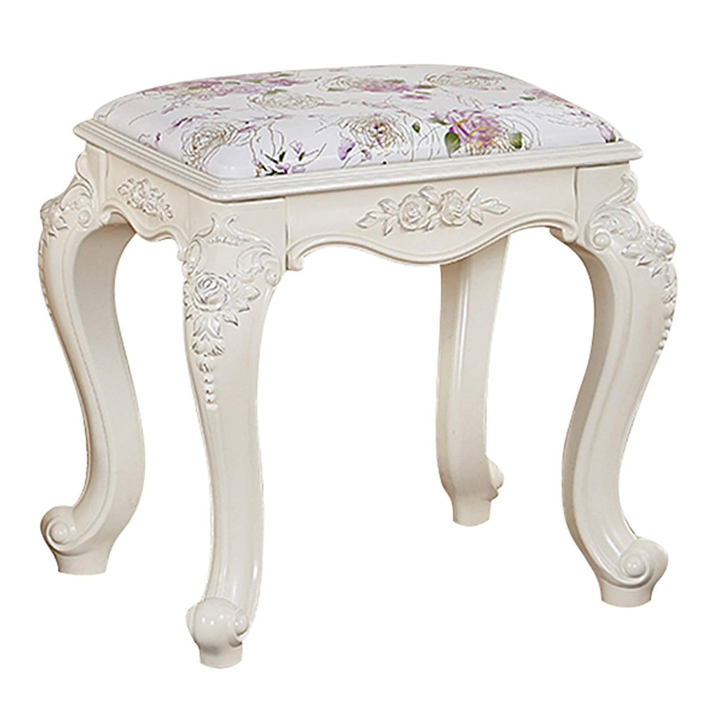 European Vanity Stool Makeup Dressing Stool, Baroque Piano Chair, Padded Bench with ABS Legs, for Dressing Room Living Room Bedroom