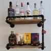2-Tiers Rustic Wine Glass Rack Hanging Wall Mounted with 4 Stem Glass Holder, Industrial Pipe Wine Racks, Metal Spice and Wine Glass Rack Wine Holder, 24in Wine Glass Wall Shelf Pipe Shelves (24IN) view 1
