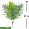 JiaTaiR, 2pcs Artificial Palm Tree Leaves Tropical Plants Faux Fake Palm Frond Plant Artificial Plants Greenery Flowers for Home Kitchen Party Arrangement Wedding Decorations, Green view 4