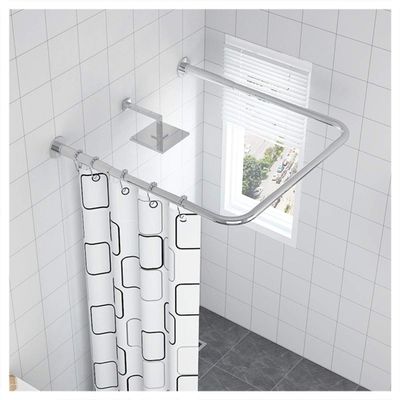 AWERQ Extendable Shower Curtain Tension Rod 80-110cm Telescopic U Shaped Shower Curtain Rail Stainless Steel Bath Clothing Store Pole No Drill/Drilling 90 cm  80 to 110 cm