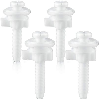 Jetec 4 Pieces Toilet Seat Screws Replacement Kit Plastic Bolts with Plastic Nuts and Washers Parts Kit for Fixing The Top Toilet Seat, White