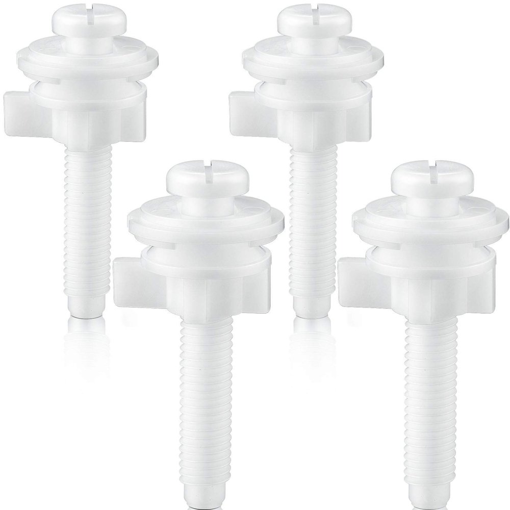 Jetec 4 Pieces Toilet Seat Screws Replacement Kit Plastic Bolts with Plastic Nuts and Washers Parts Kit for Fixing The Top Toilet Seat, White