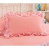 KEPOHK 2pcs Princess Lace Pillowcase,Polyester Lotus Leaf Girls Room Decorative Pillow Case,Solid Color Flounced Bedroom Pillow Cover 48cmX74cm Fleshpink view 1