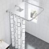 AWERQ Curved Stainless Steel Tension Shower Rod, U Shaped Shower Curtain Rail, Adjustable Shower Curtain Rod, Curtain Pole, for Dressing Room, Bathroom 80 to 110 cm  100  80 to 110 cm view 2