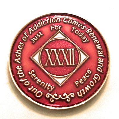 32 Year NA Candy Apple Red Tri-Plate Medallion, Chip, Token