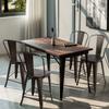 GOFLAME Set of 4 Modern Dining Side Chairs with High Backrest, Stackable Industrial Metal Bar Stool with Solid Chrome Legs, Indoor Outdoor Stools with Wooden Seat for Kitchen, Restaurant, Cafe, Gun view 3