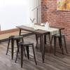 GOFLAME Set of 4 Modern Dining Side Chairs with High Backrest, Stackable Industrial Metal Bar Stool with Solid Chrome Legs, Indoor Outdoor Stools with Wooden Seat for Kitchen, Restaurant, Cafe, Gun view 4