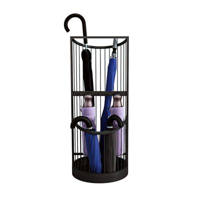 Umbrella Racks Modern Light Luxury Metal Umbrella Stand, Umbrella Barrels for Household Entrances Commercial Hotels, with 5 Hooks and Drip Tray, 3 Colors, 2 Sizes (Color : Black, Size : Small)