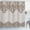 Ambesonne Floral Shower Curtain, Lace Like Framework Borders with Details Delicate Intricate Retro Dated Print, Cloth Fabric Bathroom Decor Set with Hooks, 69" W x 84" L, Pale Taupe view 1