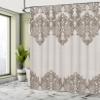 Ambesonne Floral Shower Curtain, Lace Like Framework Borders with Details Delicate Intricate Retro Dated Print, Cloth Fabric Bathroom Decor Set with Hooks, 69" W x 84" L, Pale Taupe view 4