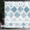 Ambesonne Tribal Shower Curtain, Retro Grunge Maya Latin Mexican Animistic Motifs Hippie Arrows Image, Cloth Fabric Bathroom Decor Set with Hooks, 69" W x 84" L, Blue Pale Grey view 3