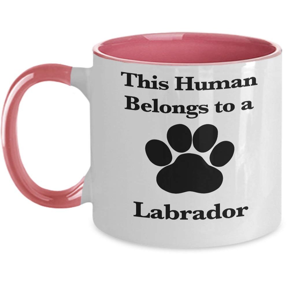 Labrador Retriever Mug White Two Tone Coffee Cup Dog Mom Fur Dad Human Belongs to This Lab Pup