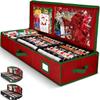 Premium Wrapping Paper Organizer Storage | Gift Wrap Holder With Extra Pockets for Christmas Decorations, Reinforced Handles, Heavy Duty, Ultra-Durable, Tear-Proof Fabric - Fits Up to 27 Rolls (Red) view 1