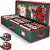 Premium Wrapping Paper Organizer Storage | Gift Wrap Holder With Extra Pockets for Christmas Decorations, Reinforced Handles, Heavy Duty, Ultra-Durable, Tear-Proof Fabric - Fits Up to 27 Rolls (Green) view 1
