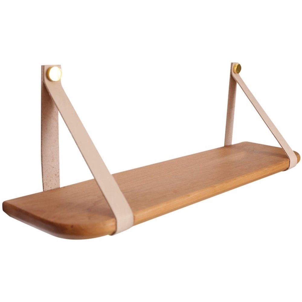 du hui Hanging Shelf Wall Wood Floating Storage Shelves Leather Strap Swing Organizer, Wall Mounted Storage Shelves for Living Room/Bedroom