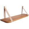 du hui Hanging Shelf Wall Wood Floating Storage Shelves Leather Strap Swing Organizer, Wall Mounted Storage Shelves for Living Room/Bedroom view 1