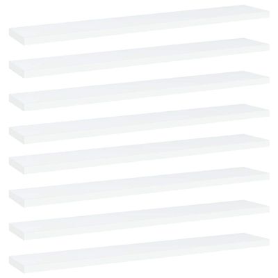vidaXL White Bookshelf Boards Set 8 pcs, 23.6"x3.9"x0.6", Space-Saving Storage Solution, Quality Engineered Wood, Easy to Clean
