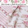 3-Piece Cotton Queen Quilt Bedding Set, Romantic Cottage Peachy Pink Peony Shabby Chic Chintz Floral Stripe Lightweight Reversible Coverlet Bedspread for All Season view 4