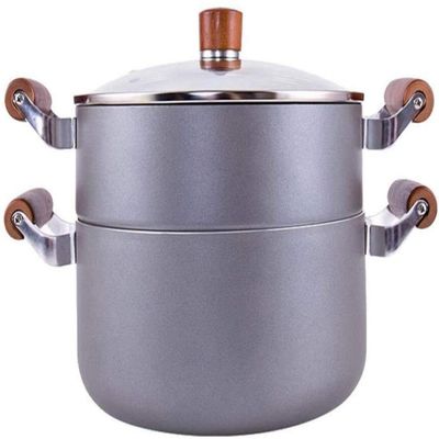 24cm Aluminum Alloy Two-Layer Soup Pot Non-Stick Steamed Thickened Heat Resistant Home Cooker