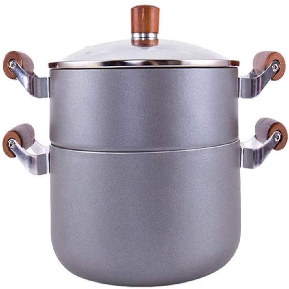 24cm Aluminum Alloy Two-Layer Soup Pot Non-Stick Steamed Thickened Heat Resistant Home Cooker