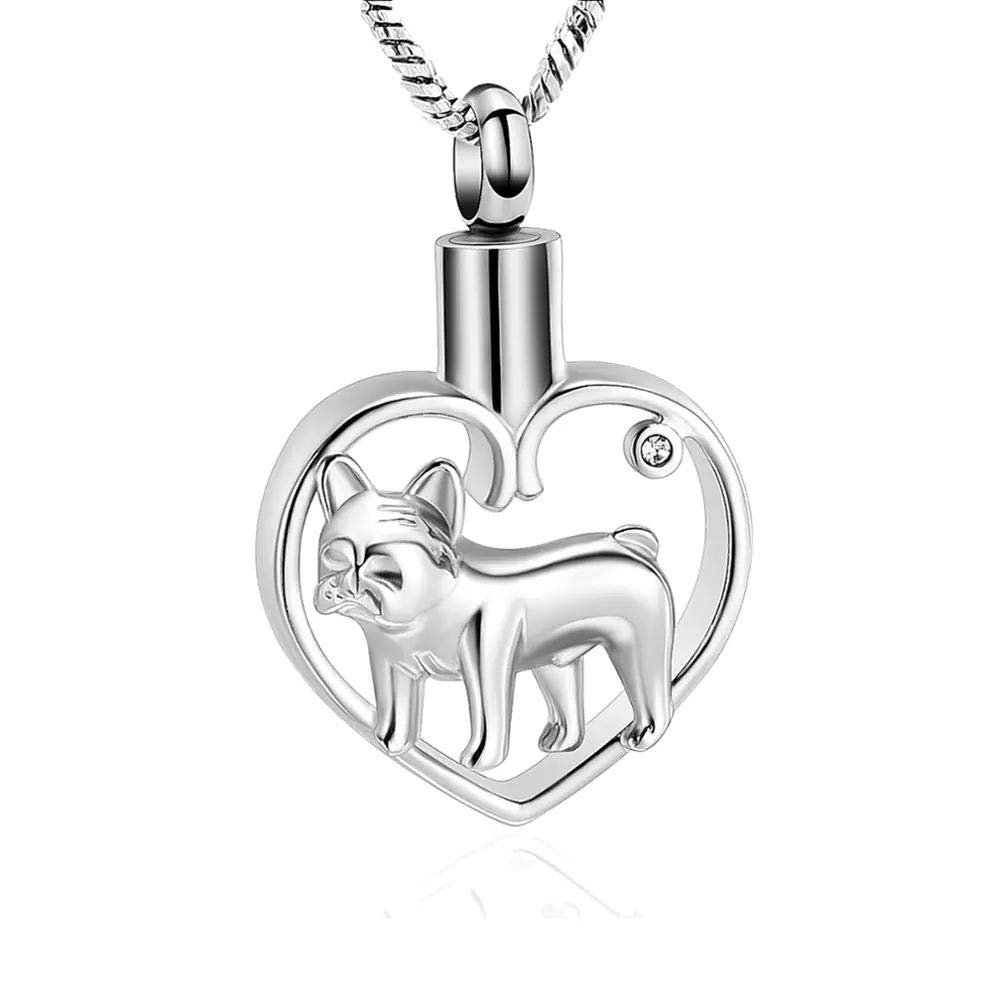 QJZM Dog in My Heart Cremation Jewelry for Pet Ashes Necklace 316L Stainless Steel Memorial Urn Pendant Keepsake-Black_Necklace Box Funnel