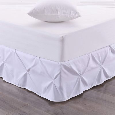 100% Egyptian Cotton 700-TC 1-Piece Pinch Pleat Bed Skirt 8" inch Drop Long Staple Durable Comfortable with Split Corners - (Hospital Twin -White Solid)