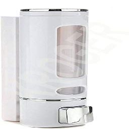 KROGER : Push Dispenser Liquid Soap Dispenser Glossy White 400 ml Heavy Duty ABS Plastic Body Liquid Soap Dispenser Wall Mounted for Bathroom Kitchen Hotel Office Silver Finished Dispenser