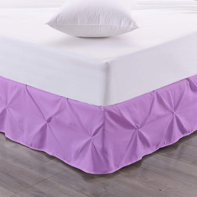 100% Egyptian Cotton 700-TC 1-Piece Pinch Pleat Bed Skirt 8" inch Drop Long Staple Durable Comfortable with Split Corners - (Queen -Lavender Solid)