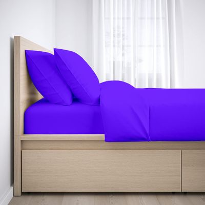 100% Egyptian Cotton Sheets, Purple Solid-FlexTop King Sheets Set, 600 Thread Count Extra Long Staple Cotton, Sateen Weave for Soft and Silky Feel, Fits Mattress Upto 10'' DEEP Pocket Mattress