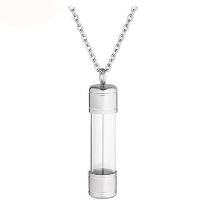QJZM Glass Cylinder Cremation Necklace Locket Jewelry for Ashes of Loved One Stainless Steel Keepsake Memorial UrnPendant Women Men-Rose Gold_Necklace Box Funnel