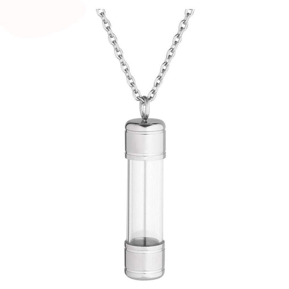 QJZM Glass Cylinder Cremation Necklace Locket Jewelry for Ashes of Loved One Stainless Steel Keepsake Memorial UrnPendant Women Men-Rose Gold_Necklace Box Funnel