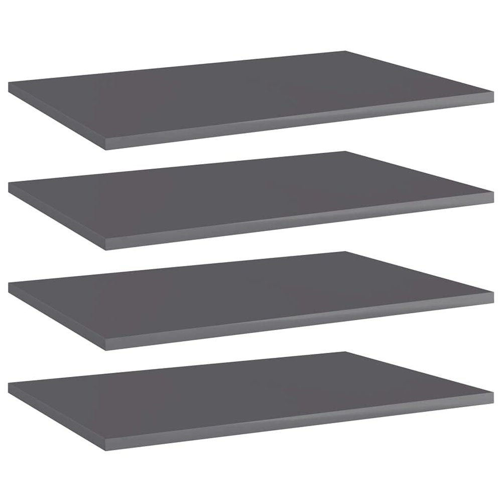 vidaXL High Gloss Gray Bookshelf Boards - 4 Pack, 23.6"x15.7"x0.6", Easy to Install, Durable Engineered Wood Panels, Modern Style Replacement Boards