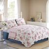 3-Piece Romantic Cottage Peachy Pink Peony Shabby Chic Chintz Floral Stripe Cotton King Quilt Bedding Set by Cozy Line Home Fashions view 1