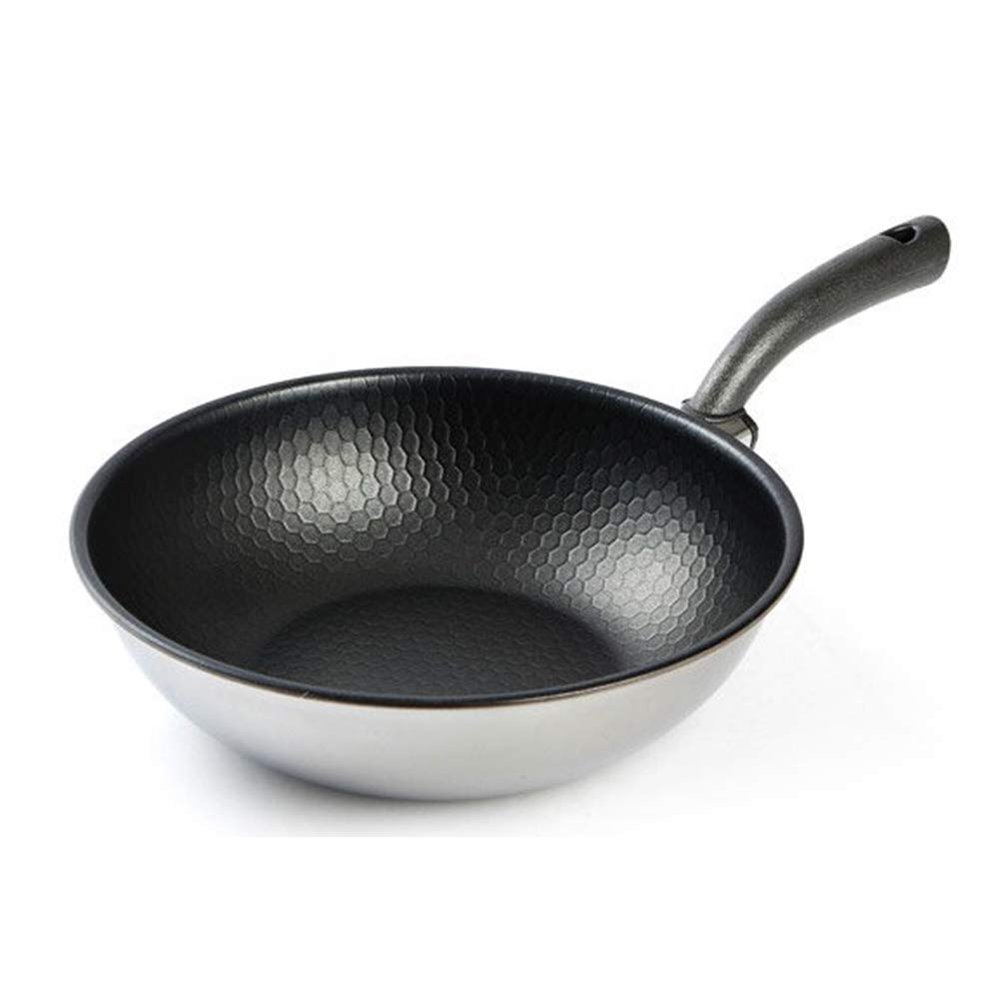 AltenBach Romanesque Wok Pan 3-layer Non-ick ainless Alumiuium ir Fry Pan 8-h(22cm), 10-h(26cm), 11-h(28cm), 12-h(30cm) (12-h(30cm))