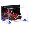 Better Display Cases Acrylic Kids Shoes Display Case - Medium Rectangle Box with Mirror Case, Navy Blue Risers and Clear Base 12" x 8.25" x 8" (V41/A004) view 1