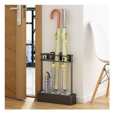 Umbrella Racks Wall-Mounted Umbrella Stand, Umbrella Bucket for Household Entrance, Long/Short Umbrella Storage Rack, Lightweight and Portable, 2 Colors (Color : Black)