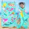 VOOVA & MOVAS Mermaid Beach Towel for Toddler, 28"X54",330GSM, Large Soft Absorbent Cotton Pool Towels for Toddler,Ideal for Swim, Surf, Beach, Bathroom and Camping view 1