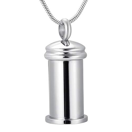 TIANZXS Keepsakes Urns for Pet/Human Ashes Cremation Jewelry Pendant Necklace Unique Bottle Design Funeral Casket Container Silver