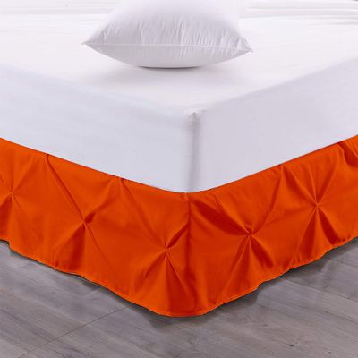 100% Egyptian Cotton 700-TC 1-Piece Pinch Pleat Bed Skirt 8" inch Drop Long Staple Durable Comfortable with Split Corners - (Full -Orange Solid)