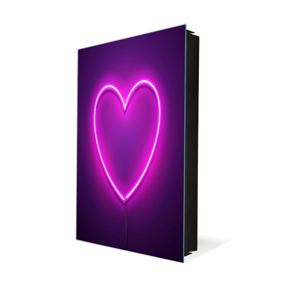 Concept Crystal Key Cabinet Storage Box with Frameless Glass White Board K15 Chic World: Led Heart