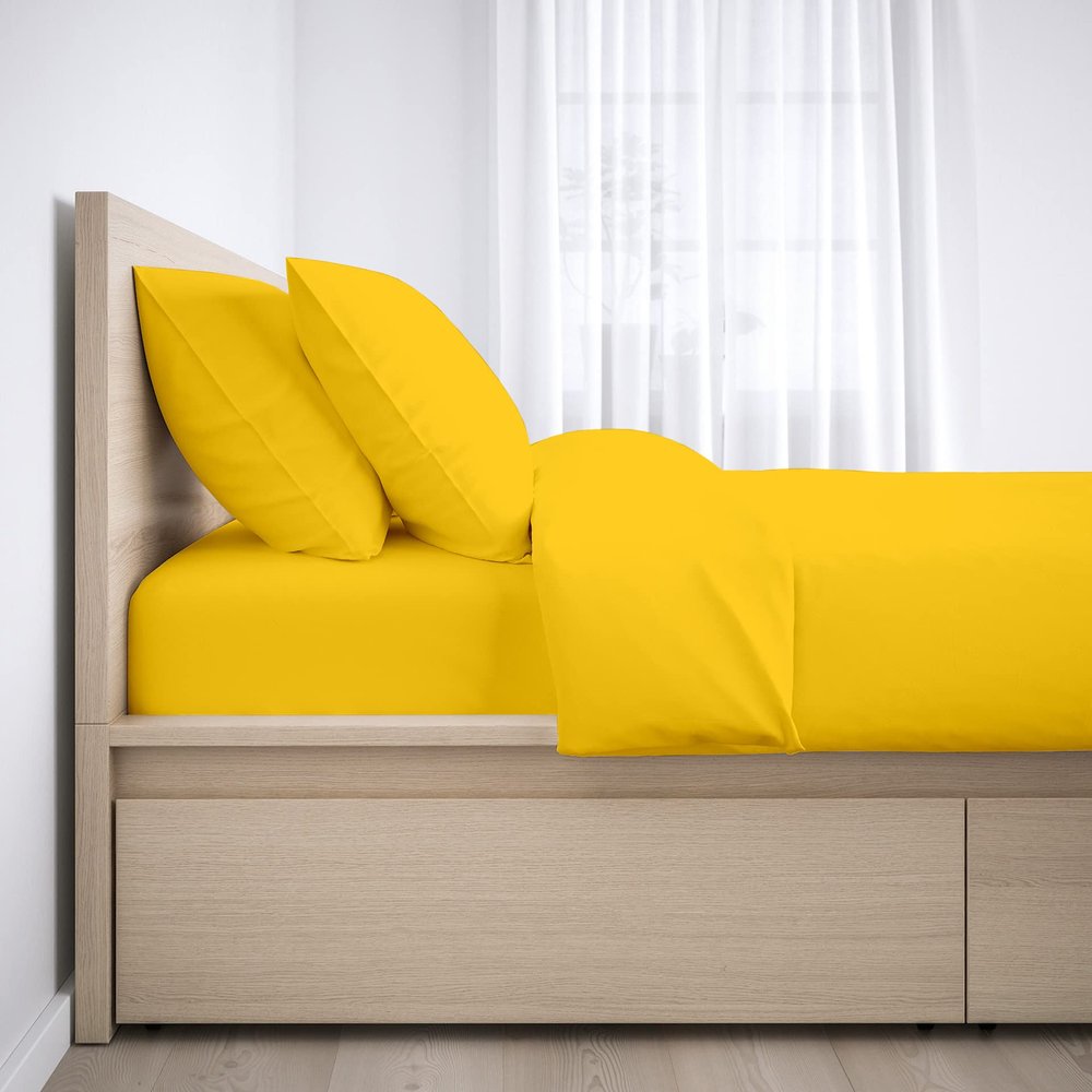 100% Egyptian Cotton Sheets, Golden Solid-California King Sheets Set, 600 Thread Count Extra Long Staple Cotton, Sateen Weave for Soft and Silky Feel, Fits Mattress Upto 10'' DEEP Pocket Mattress